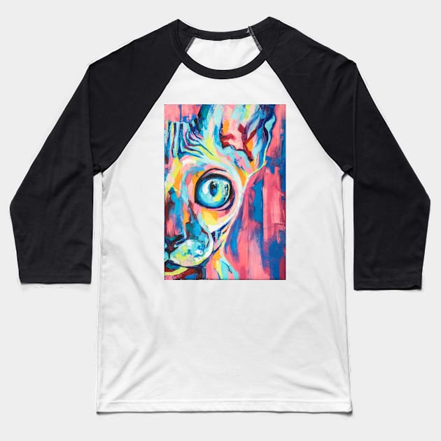 Conceptual abstract painting of the muzzle of a Sphynx cat. Baseball T-Shirt by MariDein